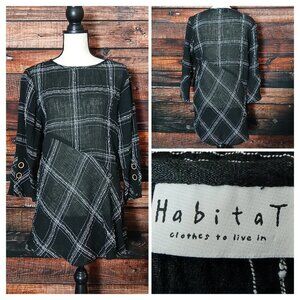 Habitat Tunic Top XS Boho Linen Blend Asymmetrical Plaid